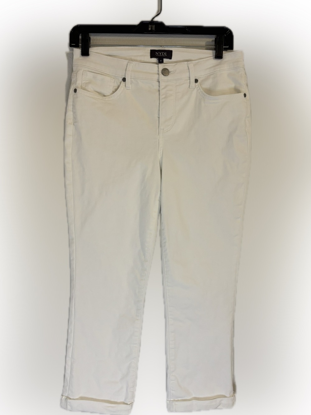 NYDJ White Cropped Cuffed Jeans Size 4 Women’s Stretch Denim